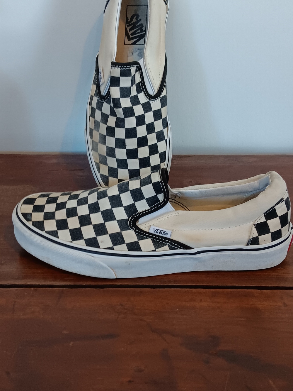 Vans Classic Slip-On Checkerboard Canvas - Black & White Sz 8.5 - Picture 4 of 8